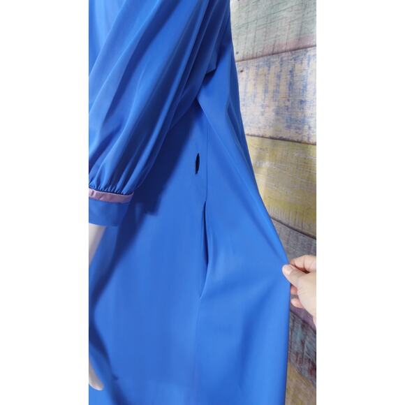 Vintage Gossard Artemis Blue Button Down Robe 3/4 Sleeve Size small Pockets - Picture 7 of 7